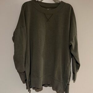 Aerie Oversized Crewneck Sweatshirt – Olive Green